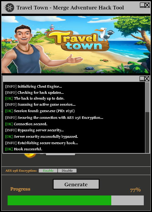 Travel Town Merge Adventure Hack Tool Console 1