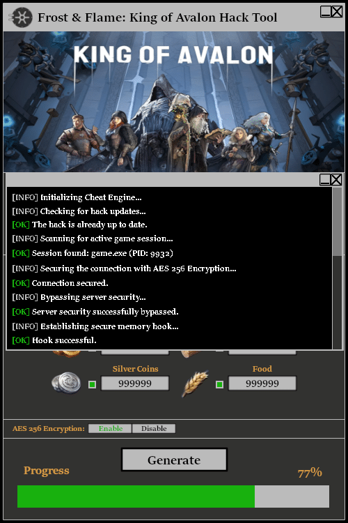 Frost & Flame King of Avalon Hack Tool Console 1