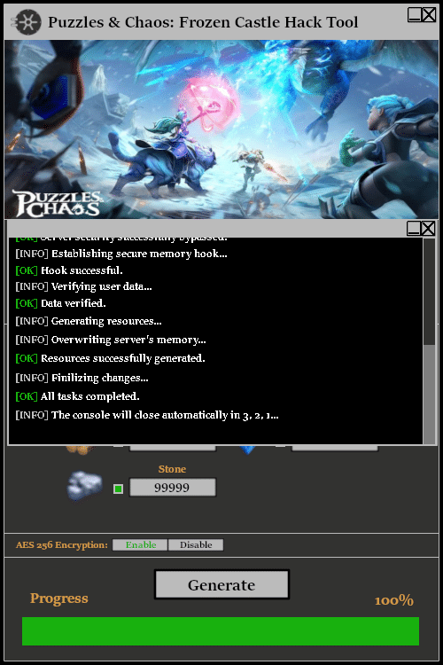 Puzzles & Chaos Frozen Castle Hack Tool Console 2