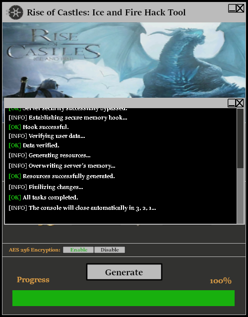 Rise of Castles: Ice and Fire Hack Tool Console 2