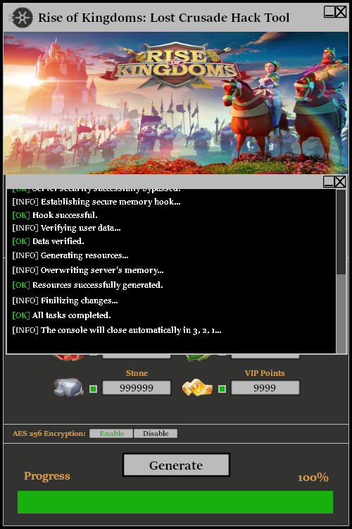 Rise of Kingdoms: Lost Crusade Hack Tool Console 2